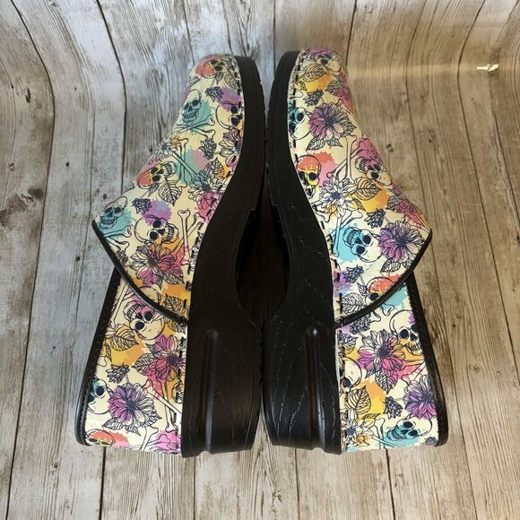 BJORK PROFESSIONAL Bonita Skull Multicolor Leather Clogs EU Size 40-41 US 9-10 - Picture 7 of 9